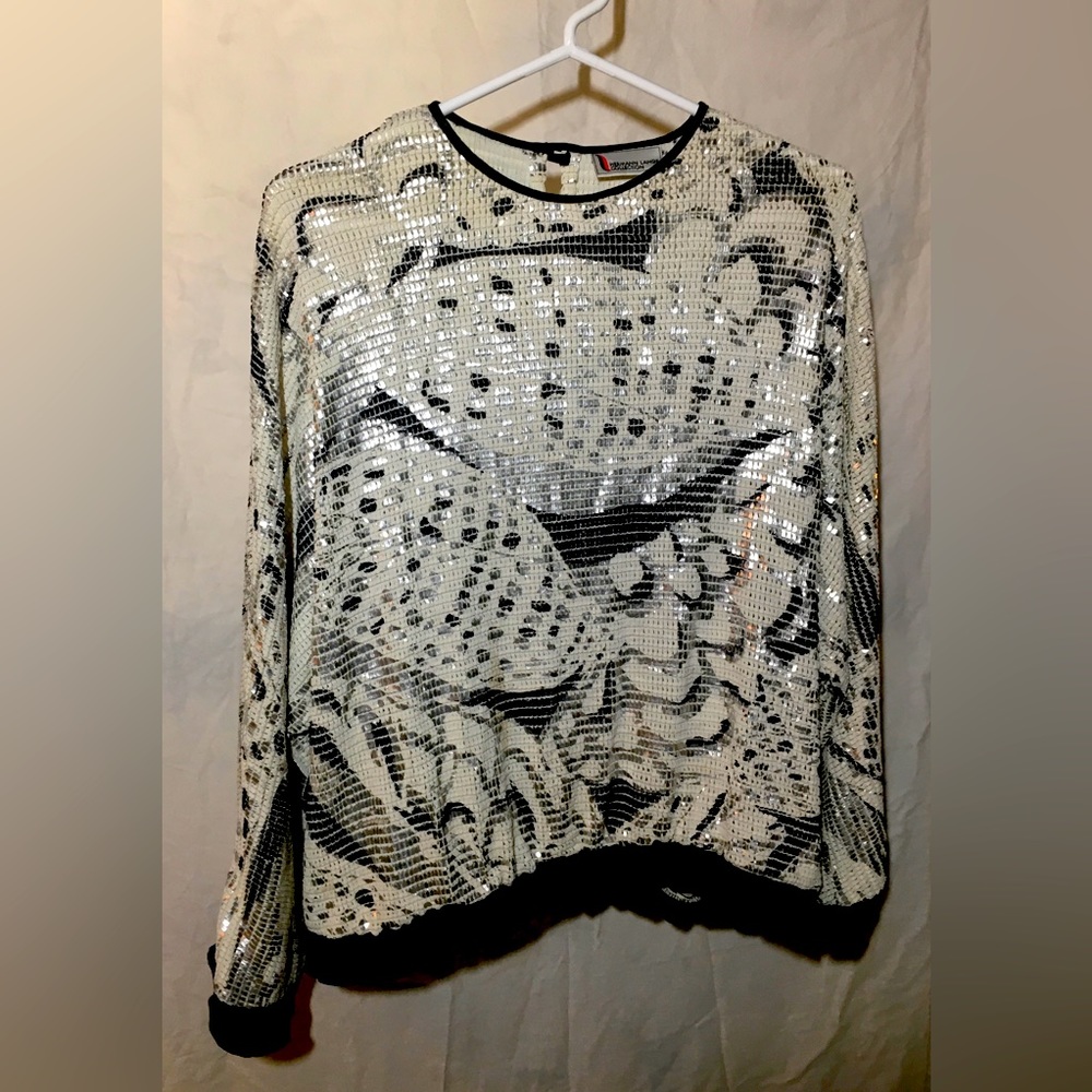 Herman Lange Collection sequin long sleeve blouse
